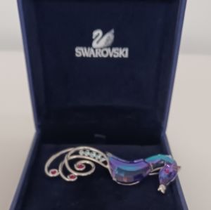 Swarovski Celeya Waiki Blue Seahorse Brooch